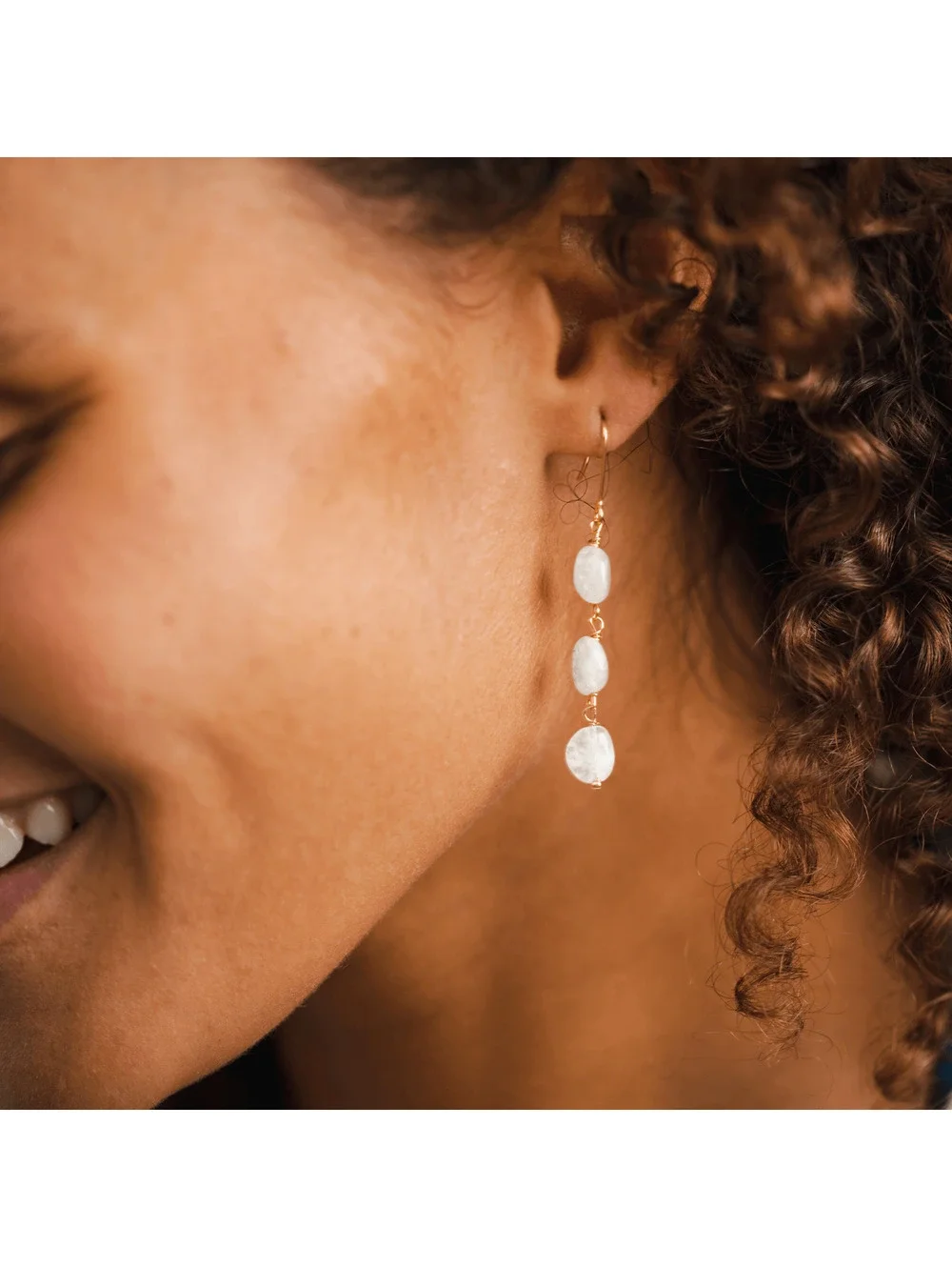 Lotus and Luna Moonstone Waterfall Earrings